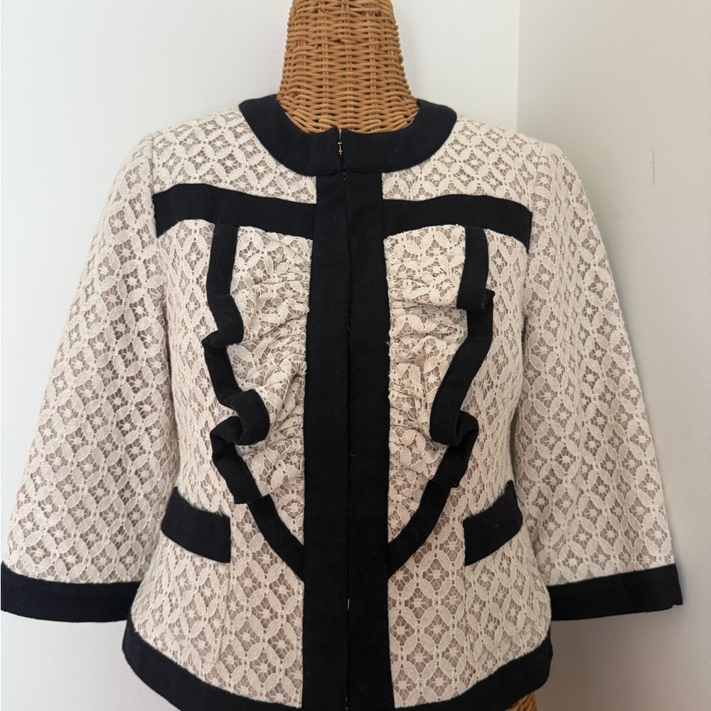 Anthropologie Tabitha Women's Black and Cream Blazer - Picture 4 of 8